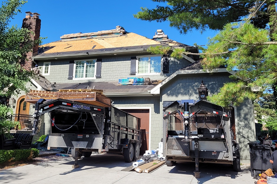 78th Ave roof in proces front - RESIDENTIAL